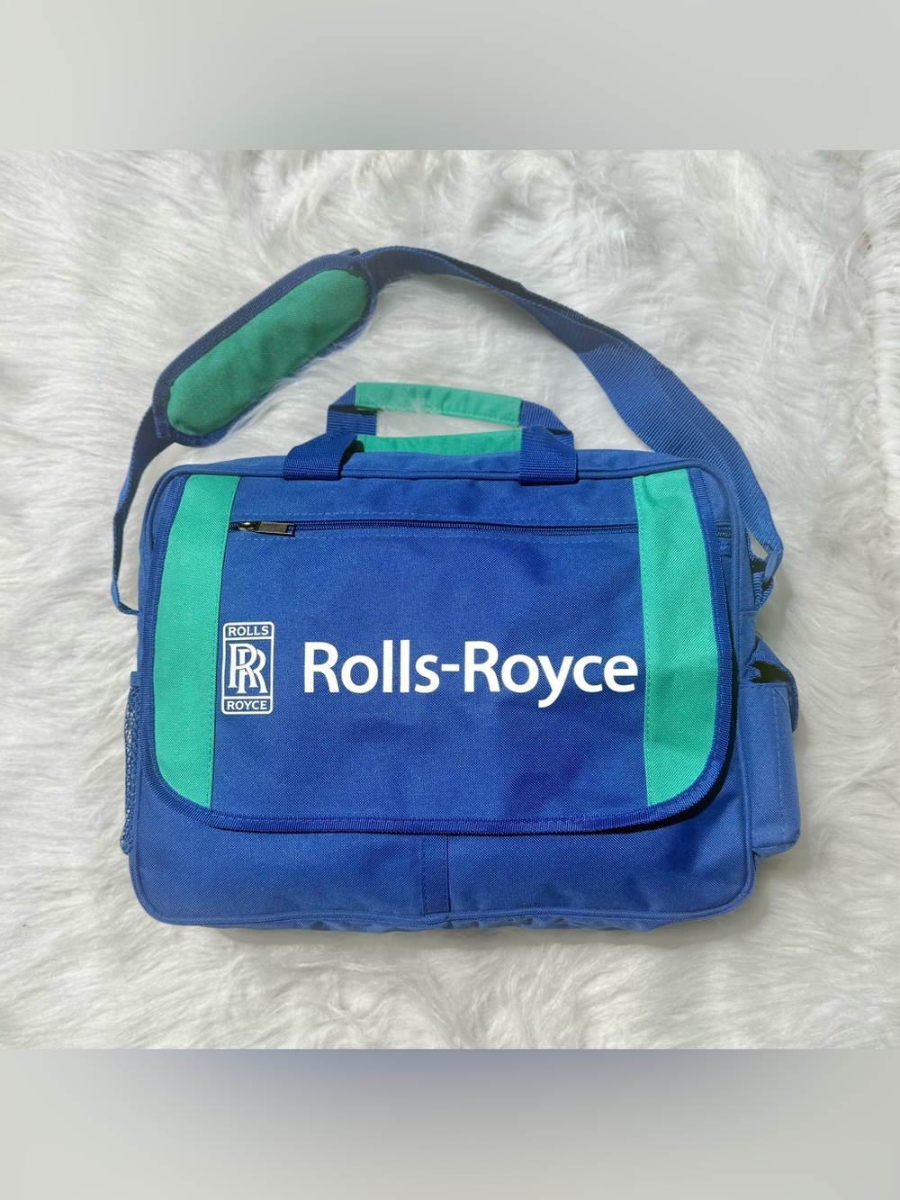 NEW Rolls-Royce Heli-Expo 2009 Promotional Messenger Bag Blue/Teal Laptop Case